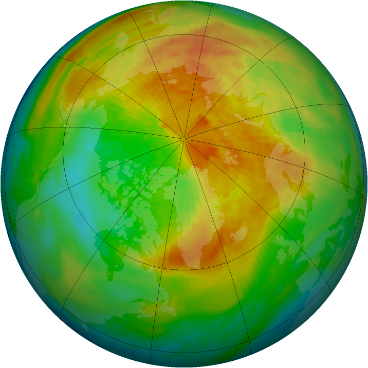 Arctic ozone map for 20 March 1993